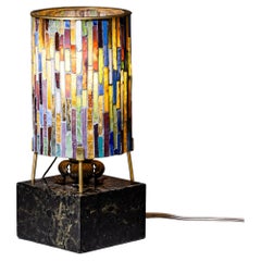 Small Table Lamp with Glass Shade, Mid-20th Century