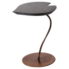 Small Table Leaf, Top in Oak Wenge Finish, Base in Metal Corten Finish, Italy