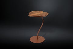 Small Table Leaf Wood, Walnut Canaletto Top, Base in Metal Corten Finish, Italy