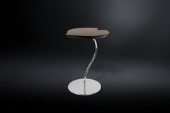 Small Table Leaf Wood, Wengé Oak Top, Base in Metal Chrome Finish, Italy