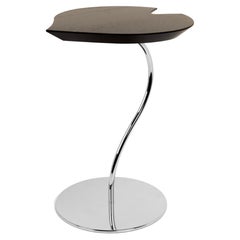 Small Table Leaf Wood, Wengé Oak Top, Base in Metal Chrome Finish, Italy