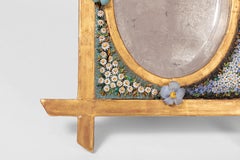 Petit miroir de table en mosaïque et bois doré, 19e siècle