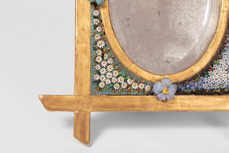 Small Table Mirror in Mosaic and Giltwood, 19th Century For Sale at 1stDibs