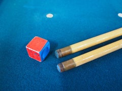 Small Table Poolgame with 2 Billiard Cues from the 1950s