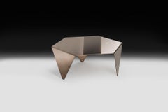 Small Table Ruche, in Galvanized Metal, Shadow Finish, Italy