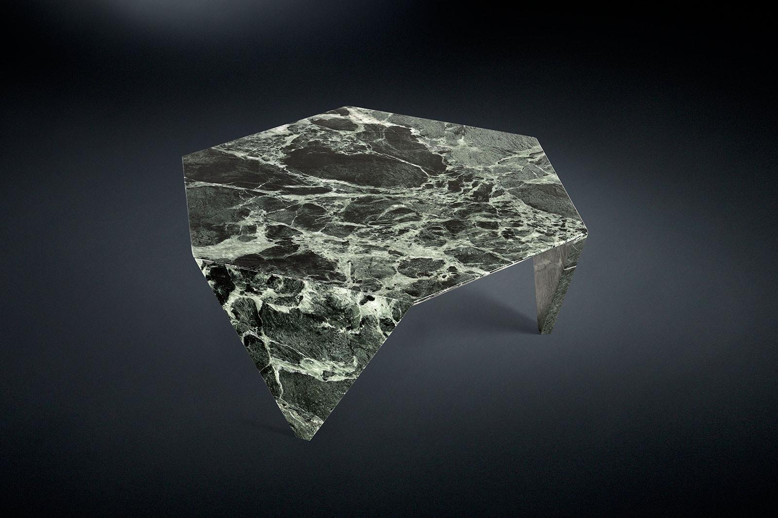 Modern Small Table Ruche, in Marble Green Alps, Italy For Sale