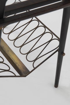 Table with Tray by Paolo Buffa Attr. in Wood and Brass