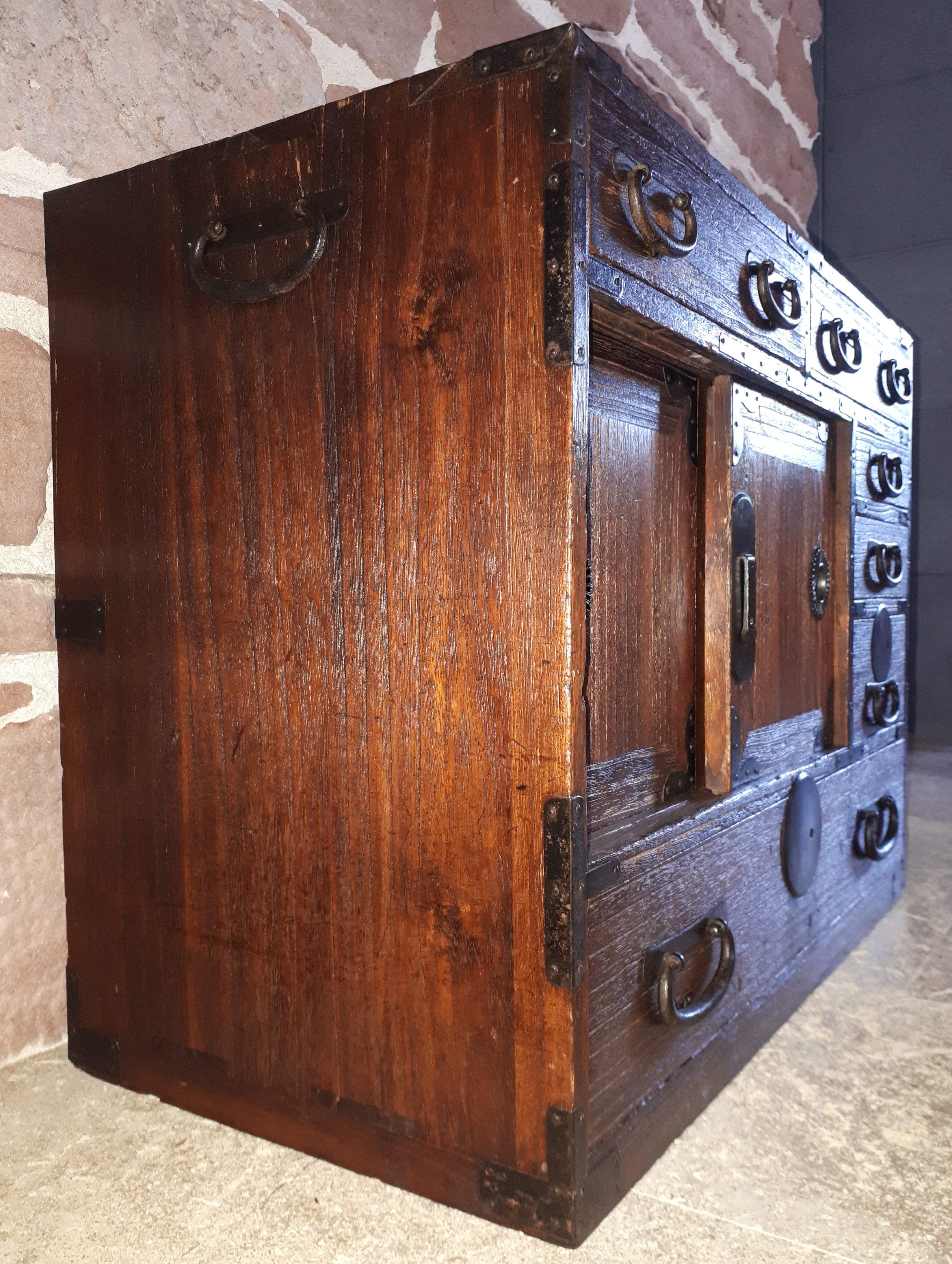 19th Century Small Tansu Japanese Cabinet, Japan late Edo period For Sale