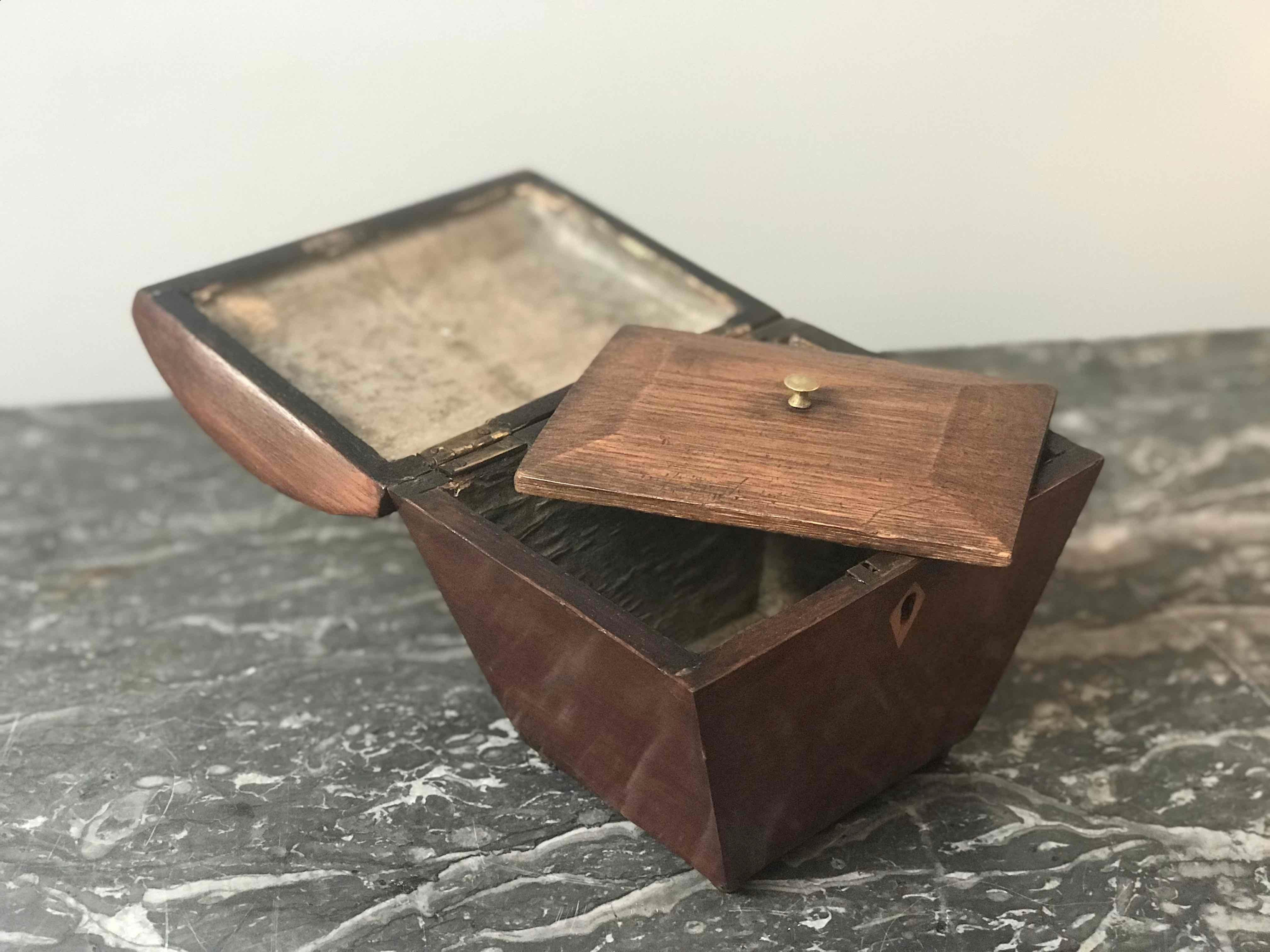 English Small Tapered Tea Caddy Box from England Circa 1840