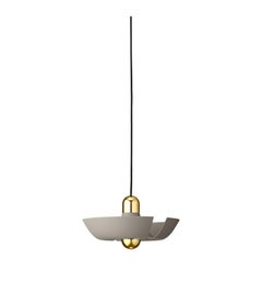 Small Taupe and Gold Contemporary Pendant Lamp