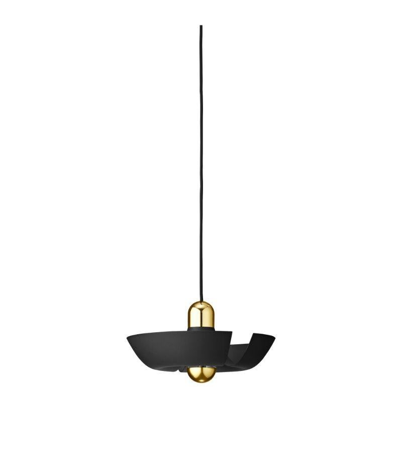 Moderno Piccola lampada a sospensione contemporanea color taupe e oro in vendita