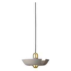 Petite lampe suspendue contemporaine taupe et or