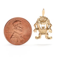 Small Tazmanian Devil Pendant, 14K Yellow Gold, Small Gold