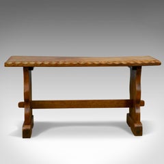 Small Teak Bench, English, Arts & Crafts Revival Two-Seat Form, Mid-20th Century