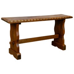 Small Teak Bench, English, Arts & Crafts Revival Two-Seat Form, Mid-20th Century