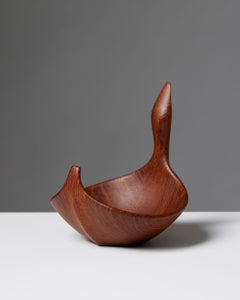 Small teak dish by Johnny Mattson, Sweden, 1950s, signed