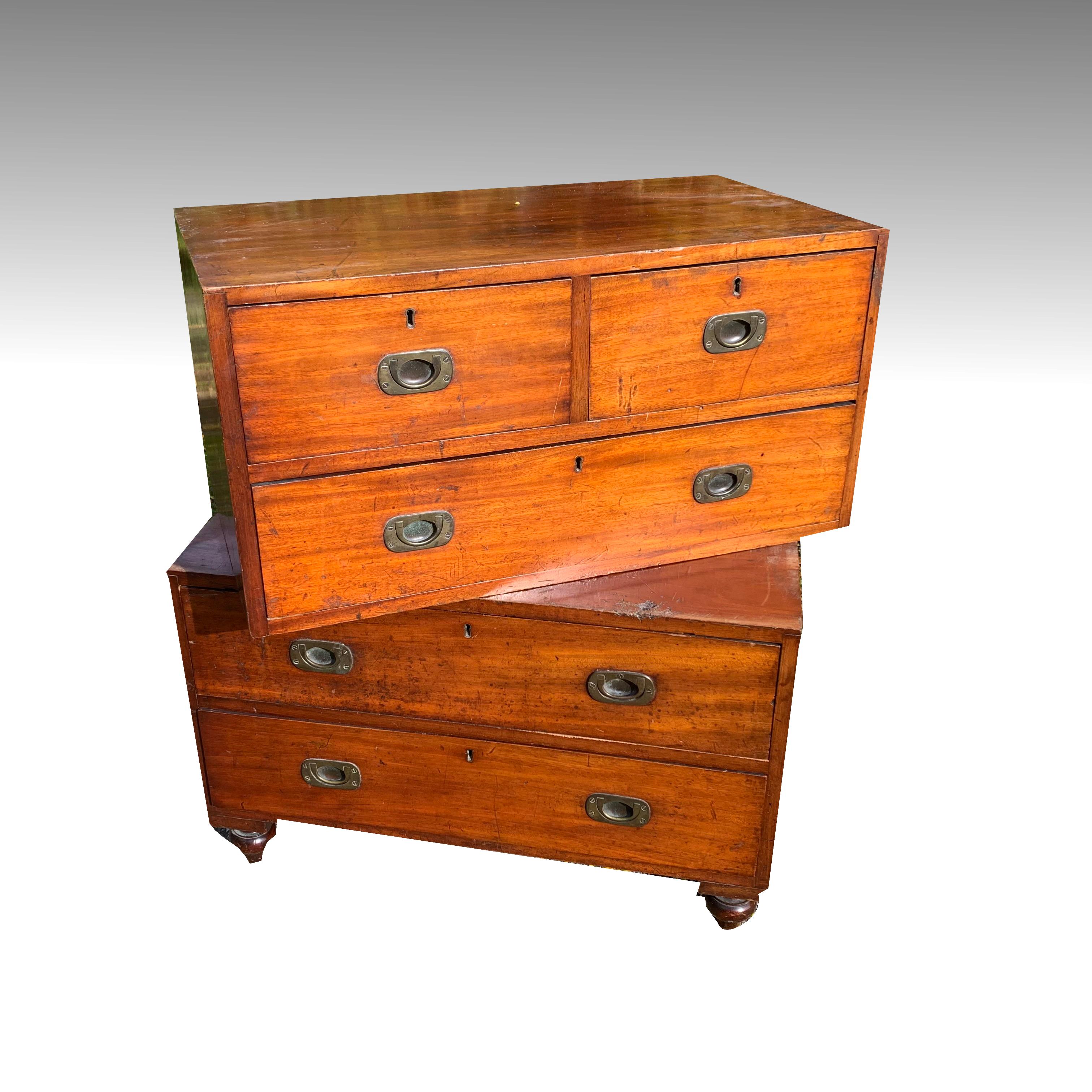 Small Teak Military Campaign Chest of Drawers 3