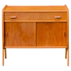 Small Teak Sideboard with Sliding Doors