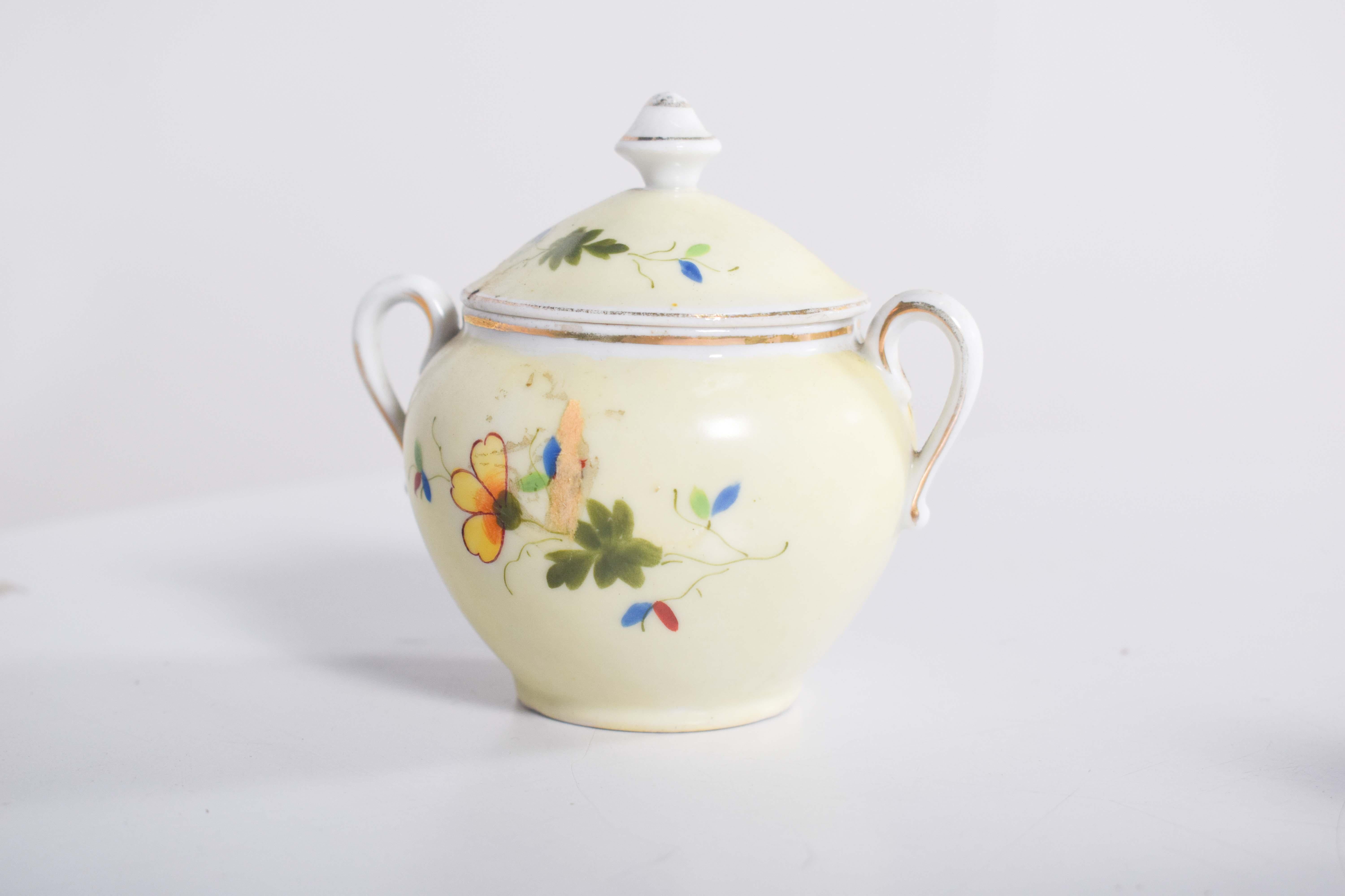 Portuguese Small Teapot, Milk Jug and Sugar Bowl For Sale