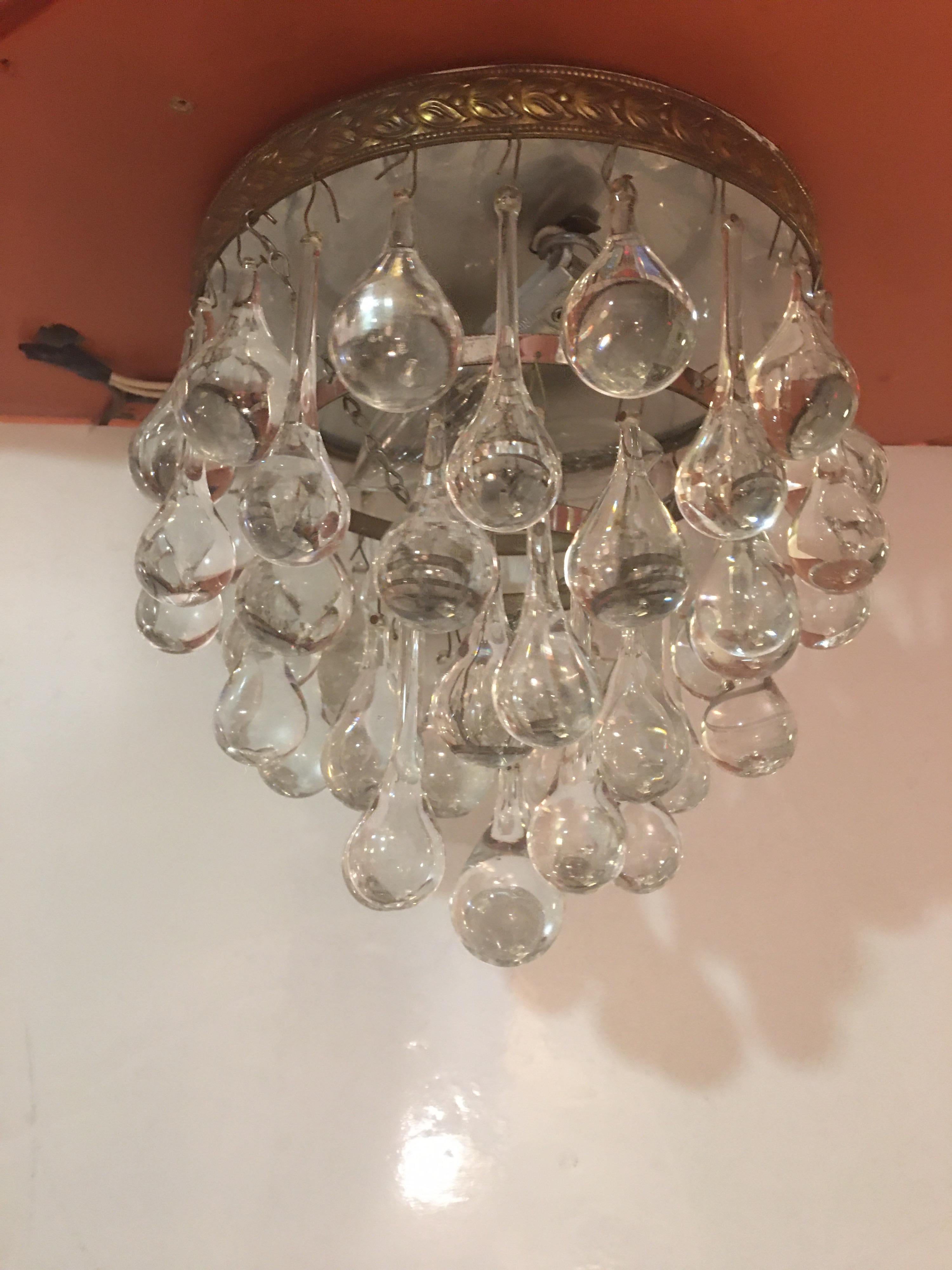 Late 20th Century Small Tear Drop Ceiling Fixture 2 AVAILABLE! For Sale