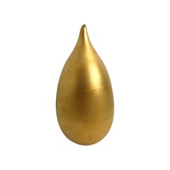 Small Tear Drop Ceramic Vase in 22K Matte Crackle Gold Glaze by Sandi Fellman