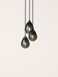 Konekt Small Teardrop Pendant 3 Cluster with Grey Glass