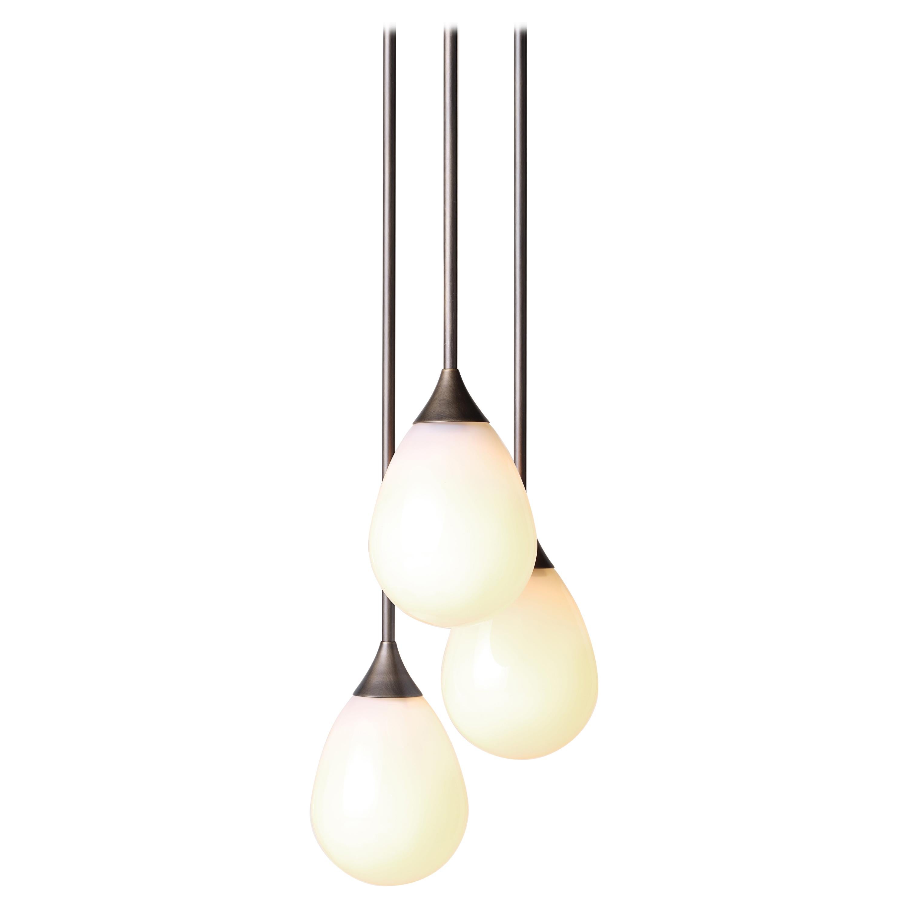 Konekt Small Teardrop Pendant 3 Cluster with White Glass For Sale