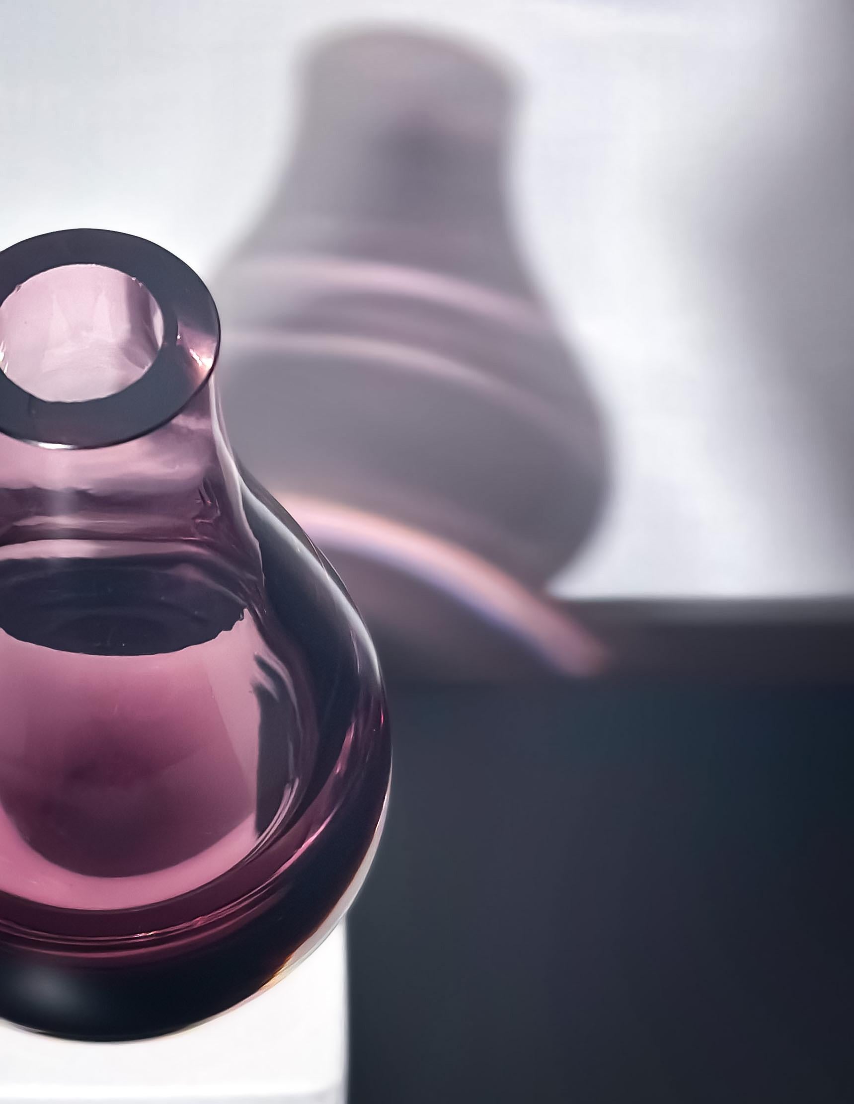 20th Century Small Teardrop Vase in Amethyst Glass , Caithness, Scotland 1960s