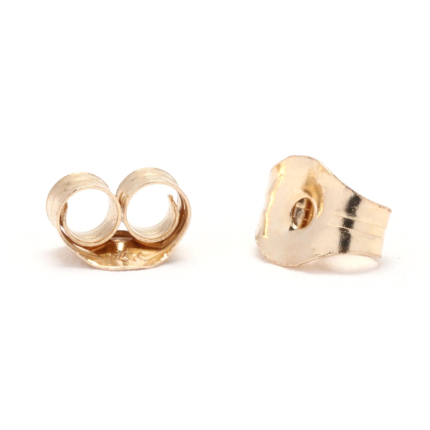 Women's or Men's Small Teddy Bear Stud Earrings, 14K Yellow Gold, Length 5/16 Inch, Light Weight  For Sale