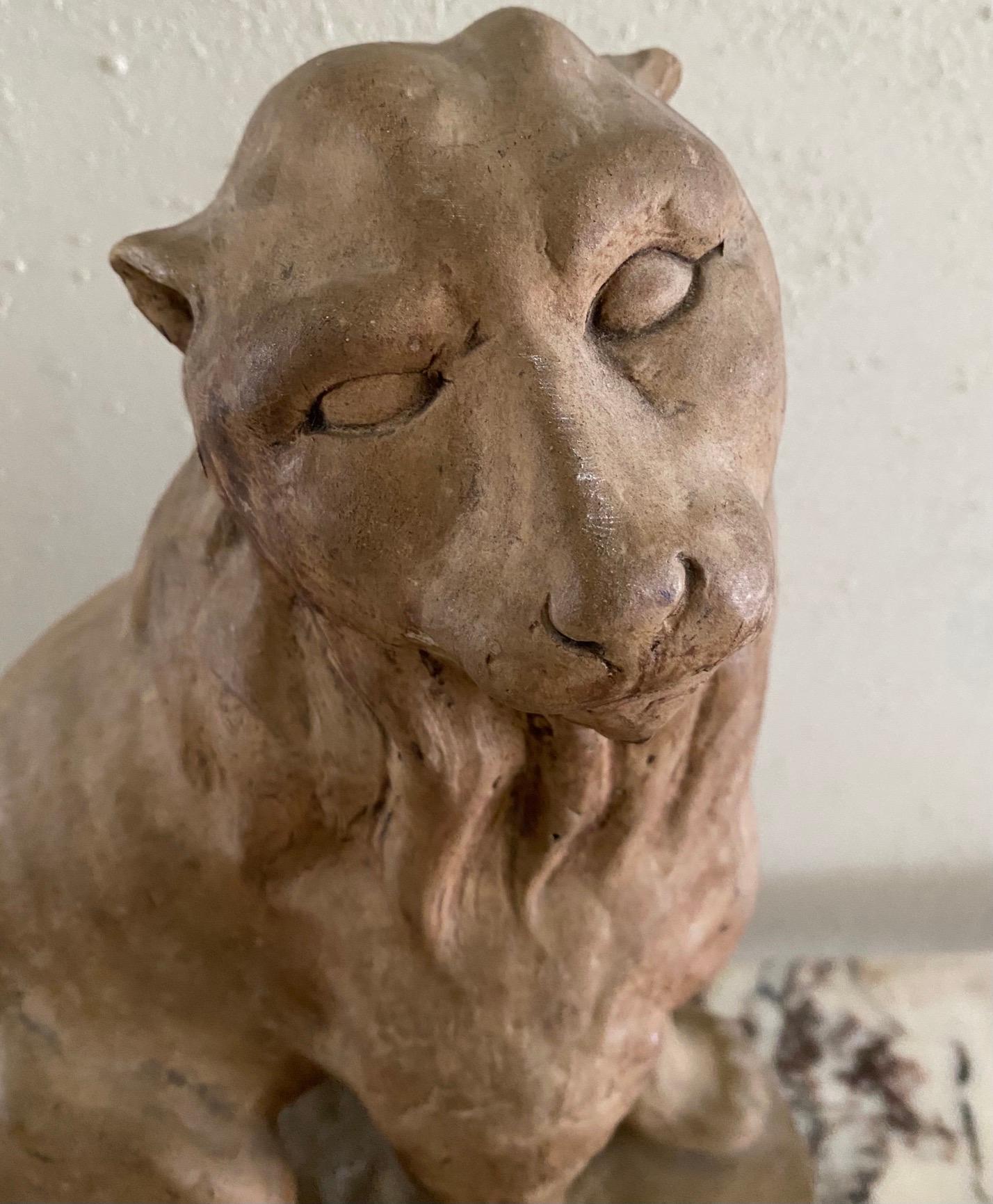 Small Terracotta Lion Sculpture For Sale 2