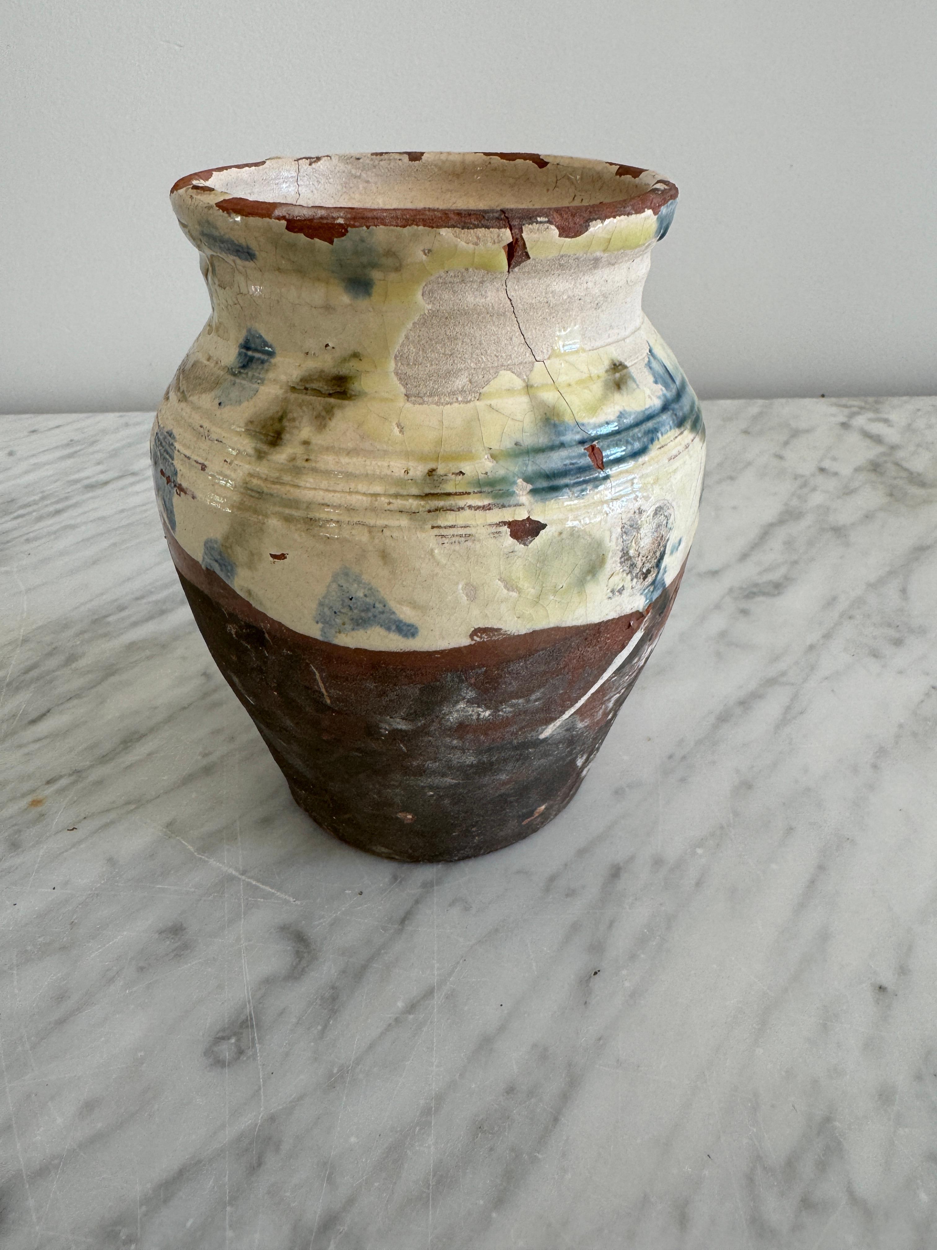 Vaso piccolo in terracotta Pignata con macchie multicolore in vendita 3