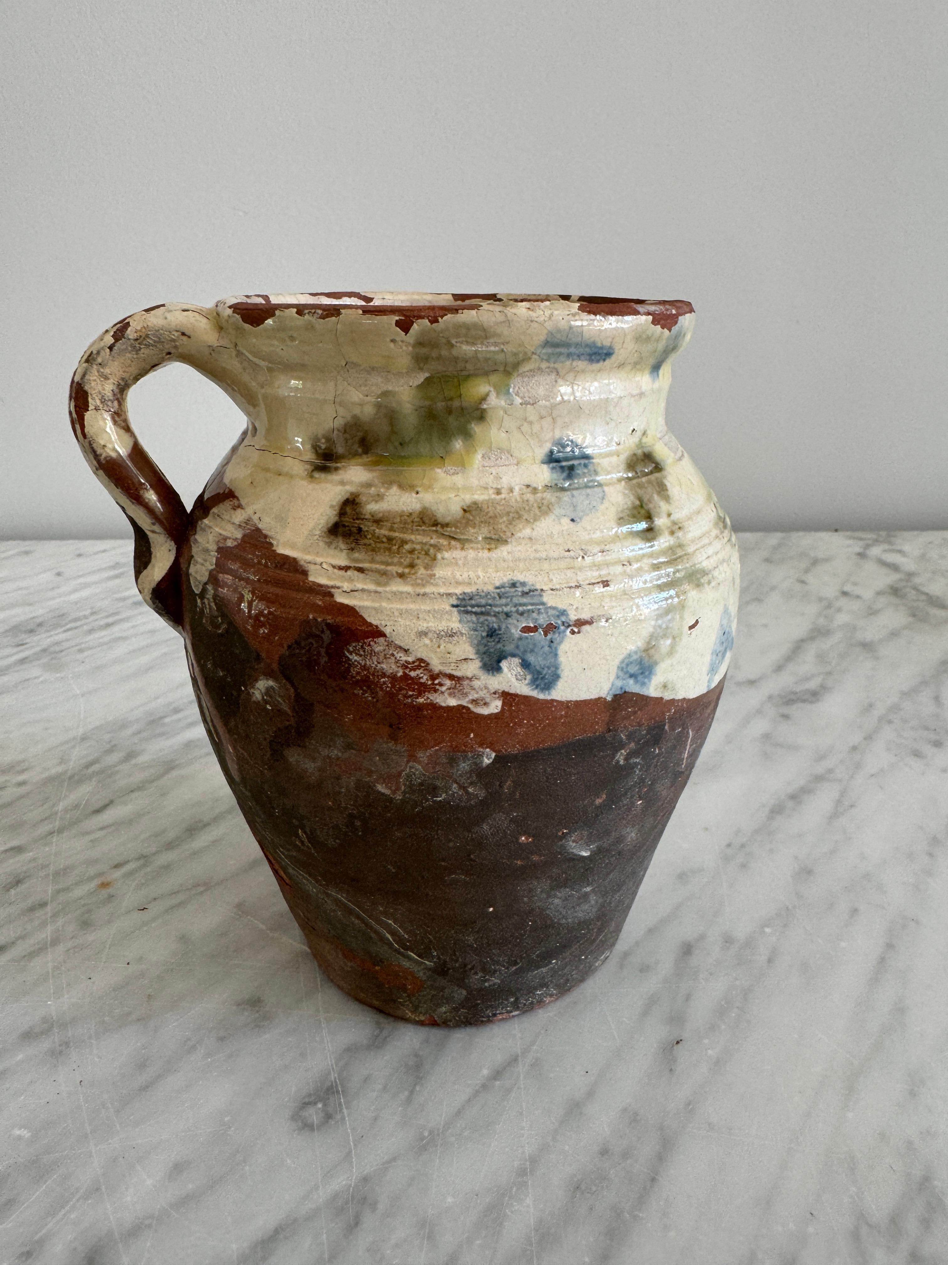 Vaso piccolo in terracotta Pignata con macchie multicolore in vendita 1