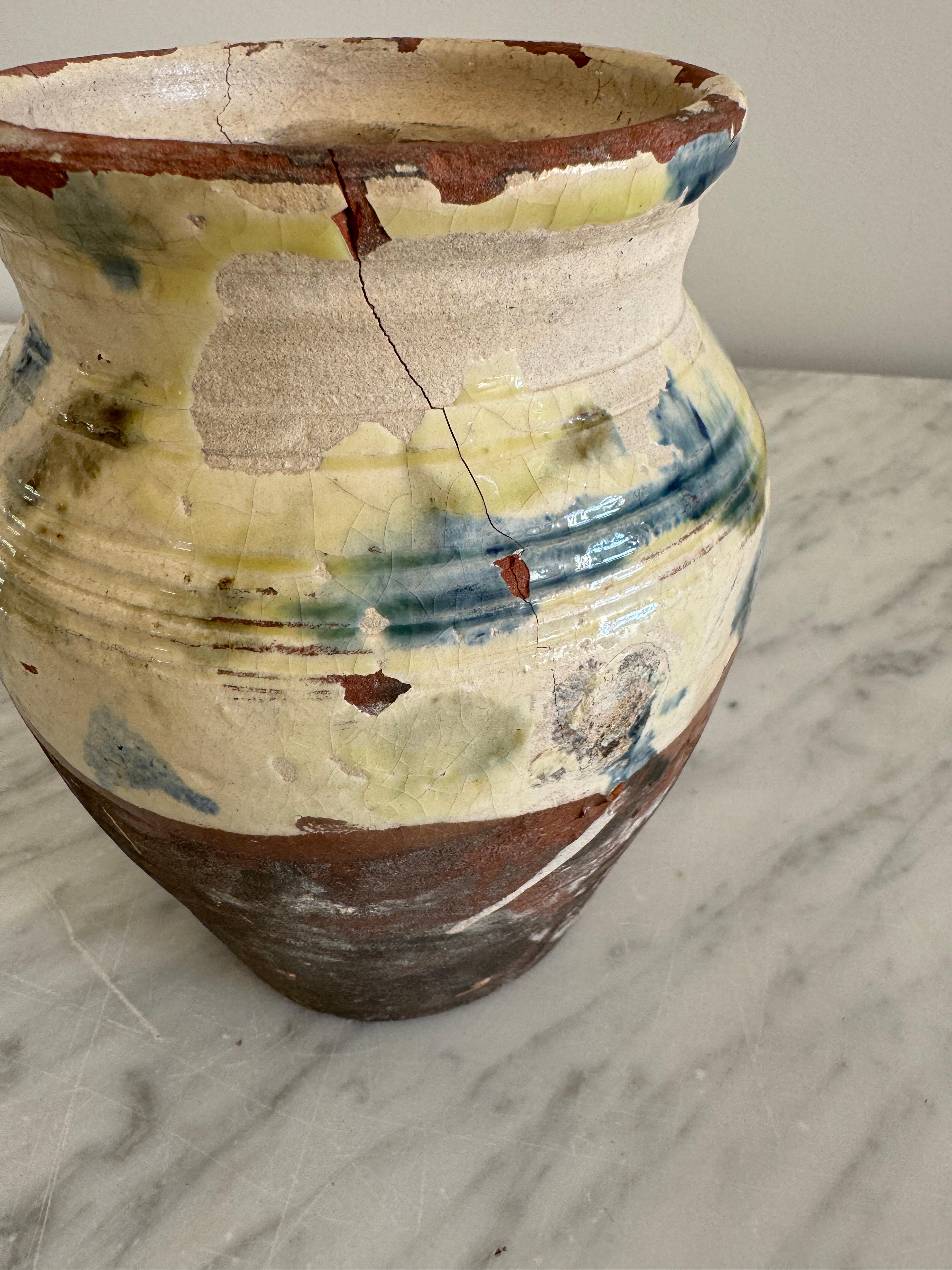 Vaso piccolo in terracotta Pignata con macchie multicolore in vendita 2