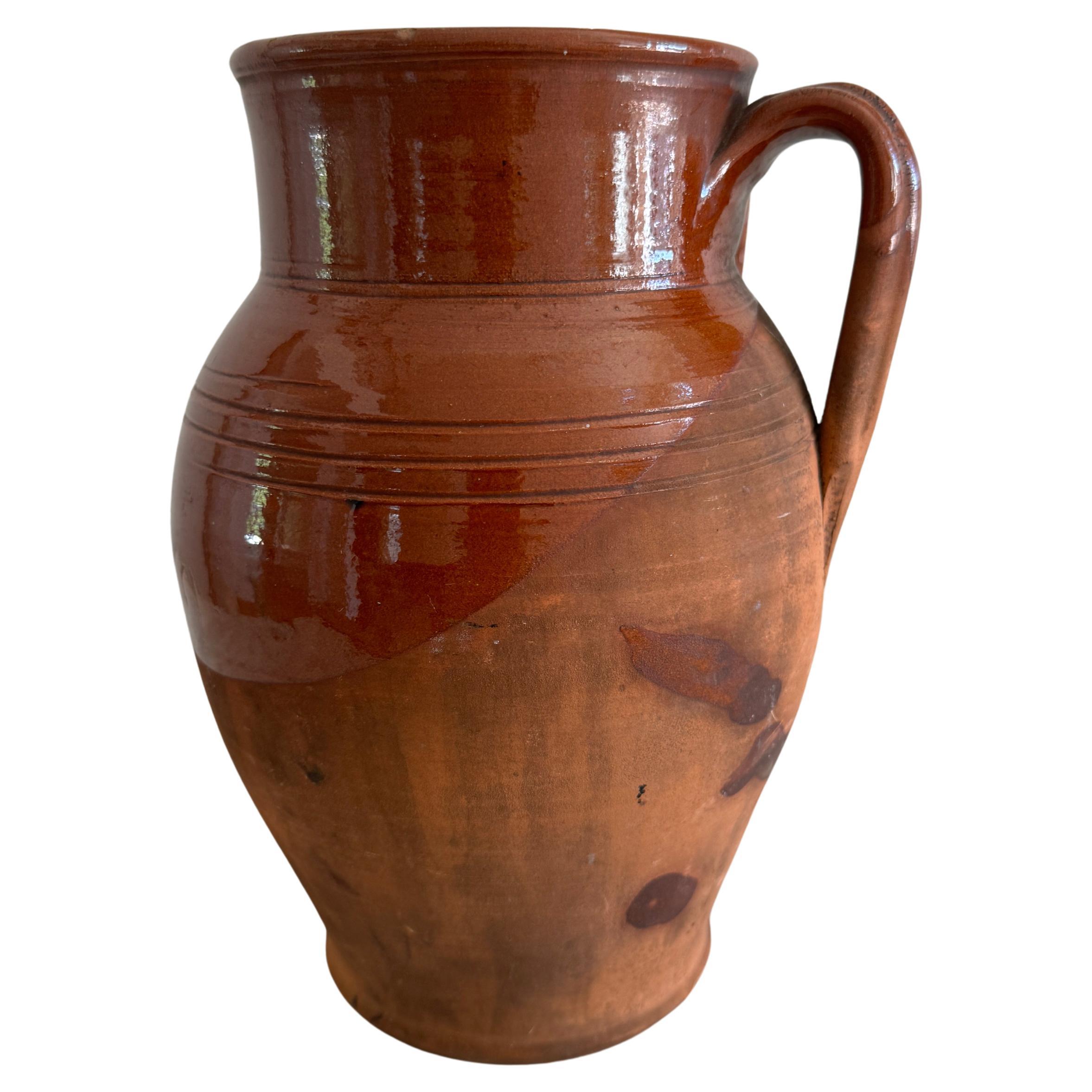 Vaso Pignata piccolo in terracotta con mezza glassa