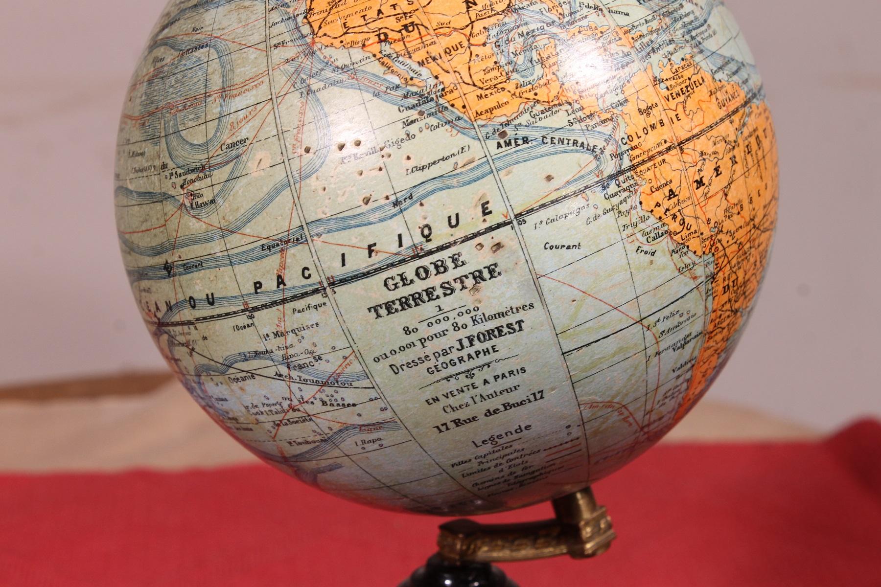 Small Terrestrial Globe By J.forest - Paris Circa 1910 In Good Condition In Brussels, Brussels