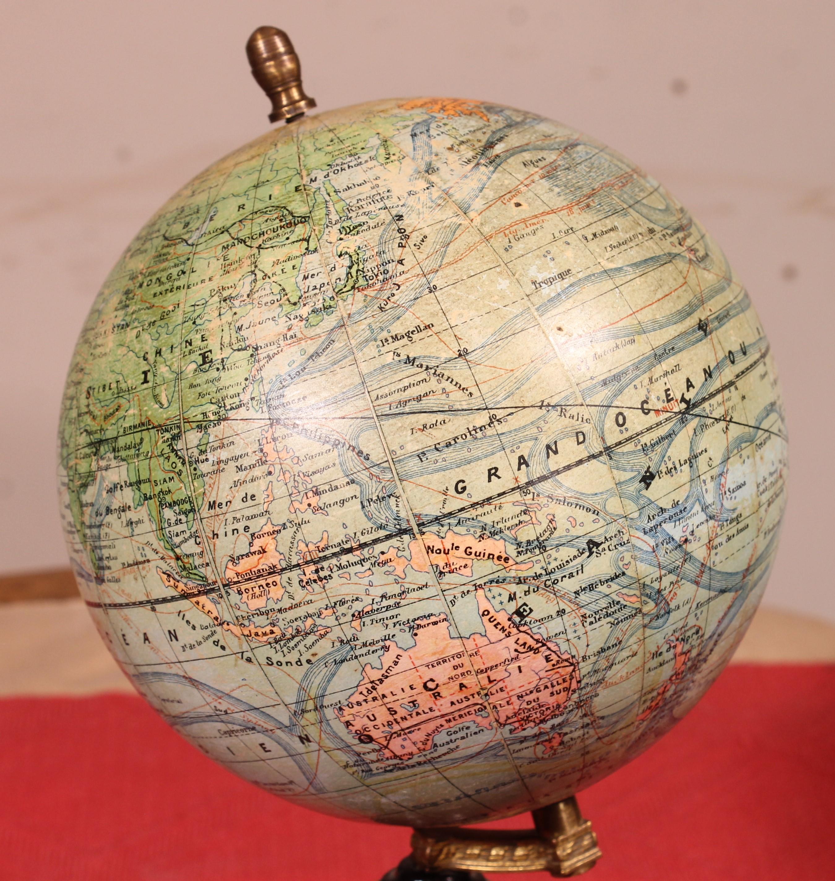 Small Terrestrial Globe By J.forest - Paris Circa 1910 1