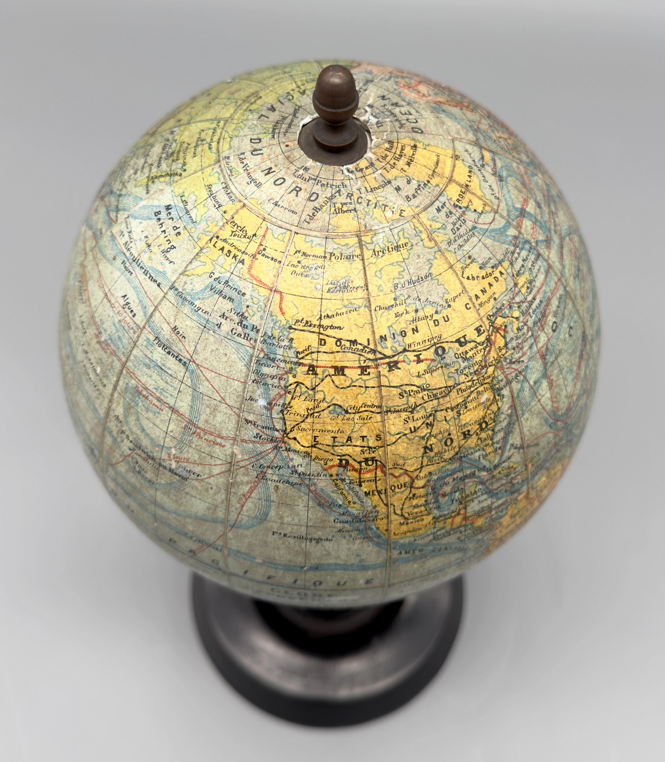 Blackened Small terrestrial globe by Joseph Forest, Paris, France, circa 1890 / 1900 For Sale
