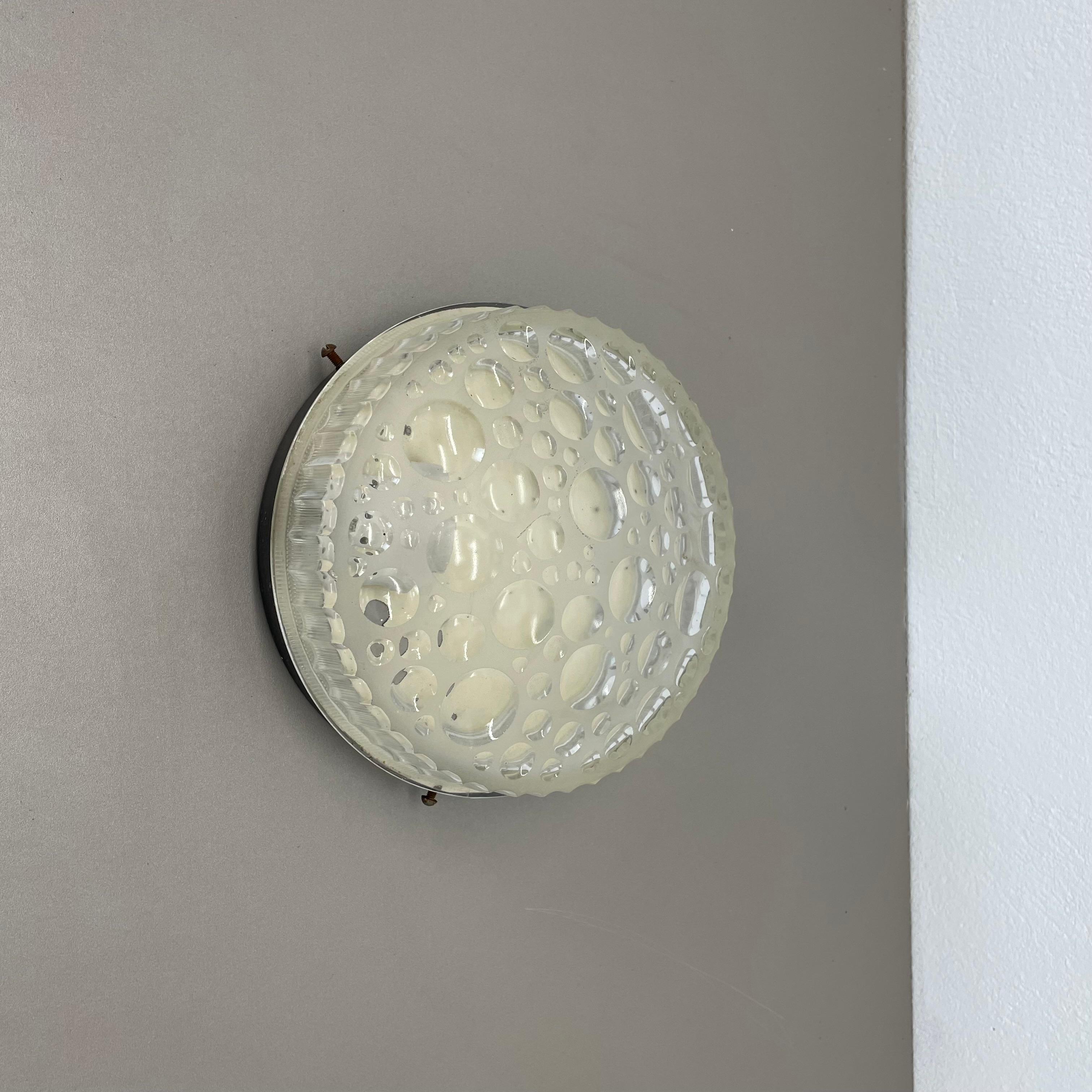 Aplique pequeño de cristal texturado BUBBLE Hustadt Lights attrib., Alemania, 1970s en Bueno estado para la venta en Kirchlengern, DE