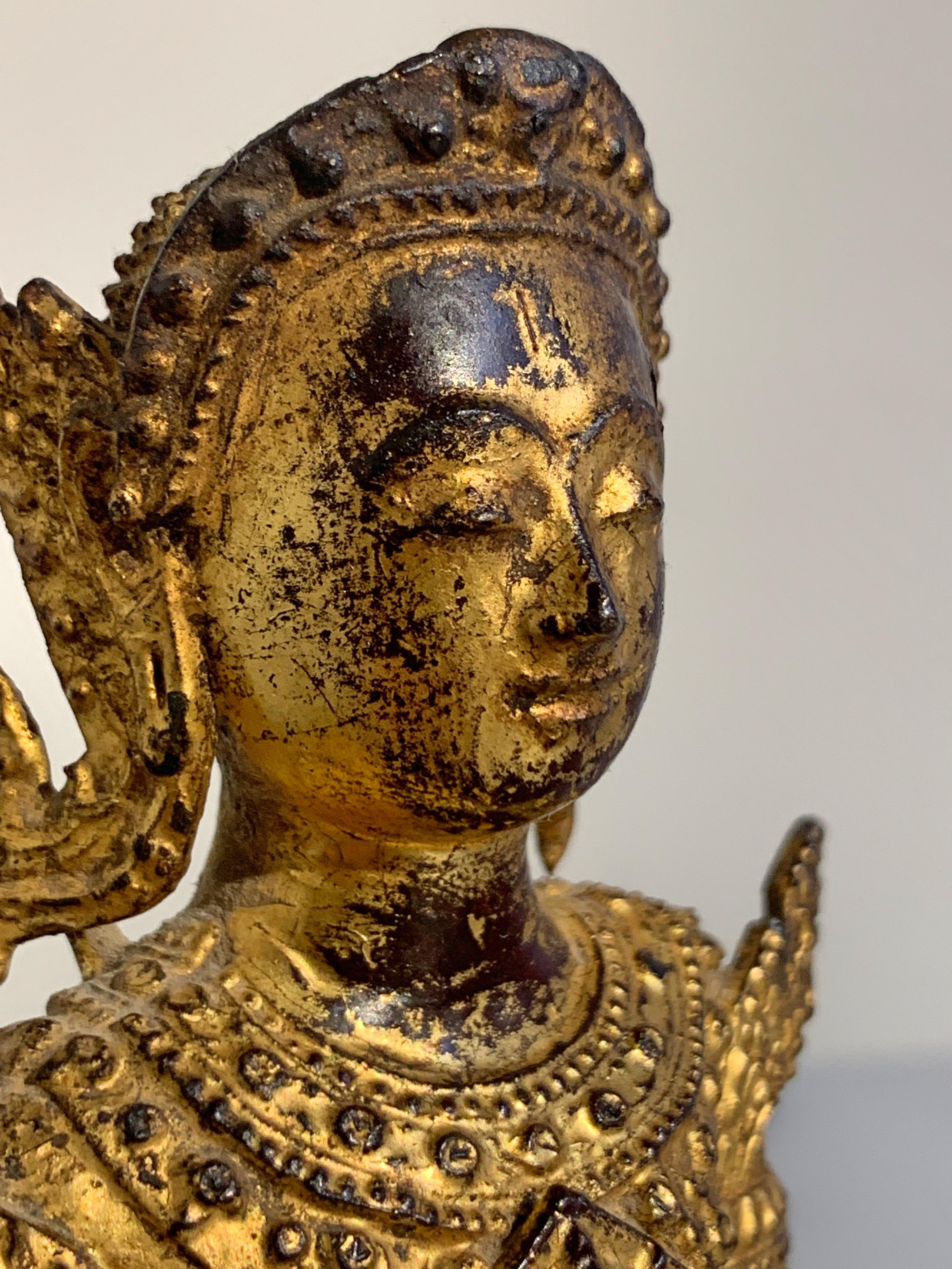 Small Thai Rattanakosin Gilt Bronze Buddha in Royal Attire, 19th Century 7
