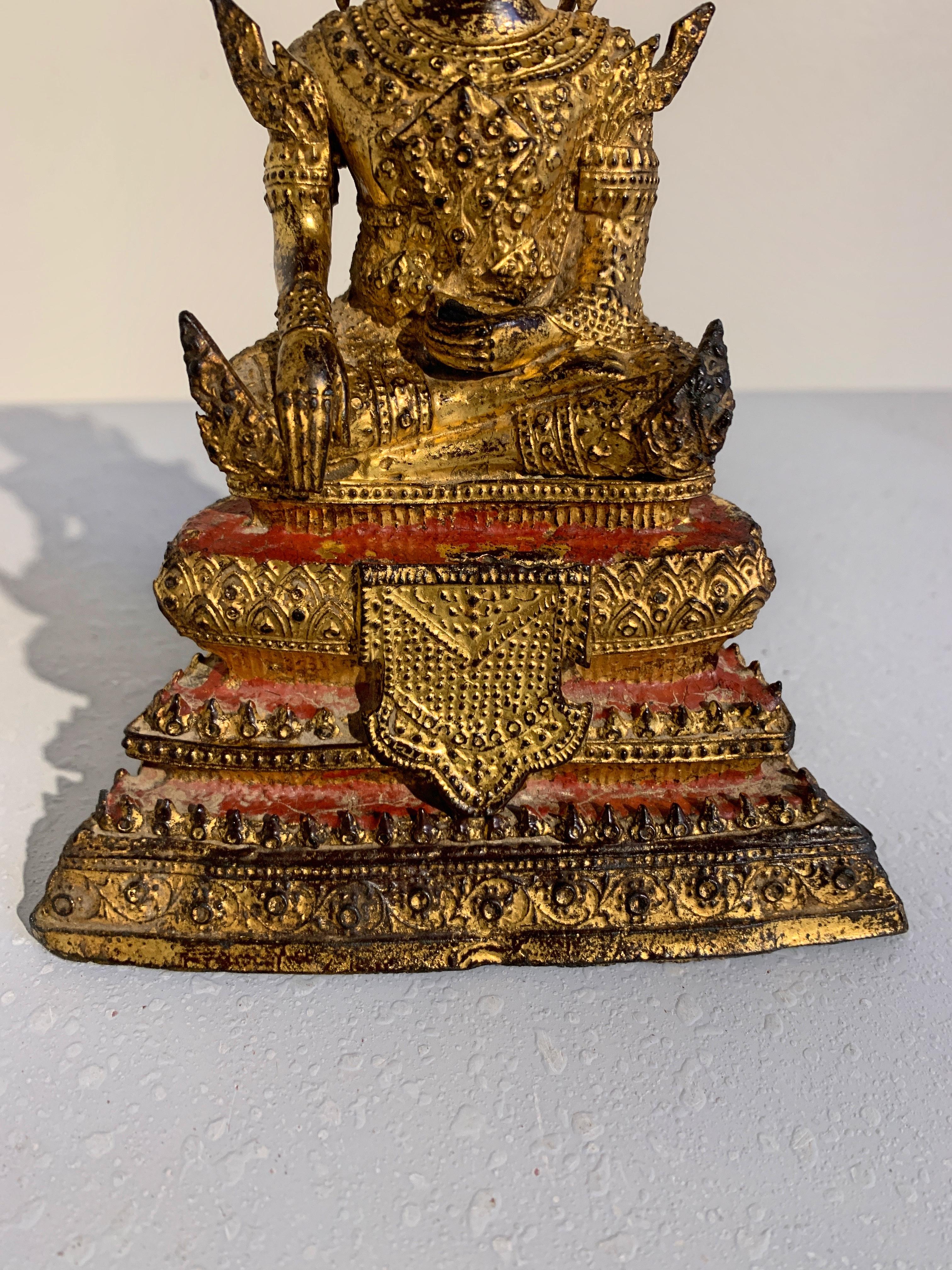 Small Thai Rattanakosin Gilt Bronze Buddha in Royal Attire, 19th Century 3