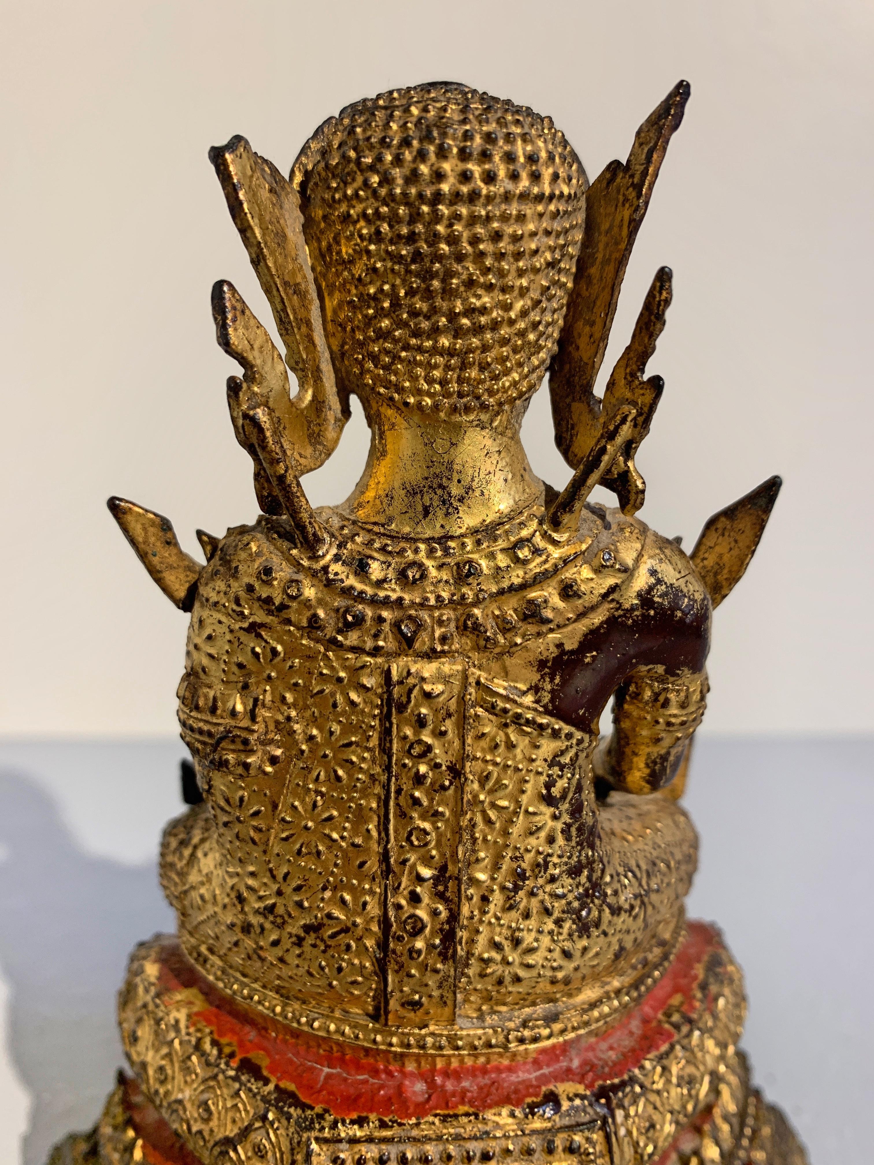 Small Thai Rattanakosin Gilt Bronze Buddha in Royal Attire, 19th Century 4