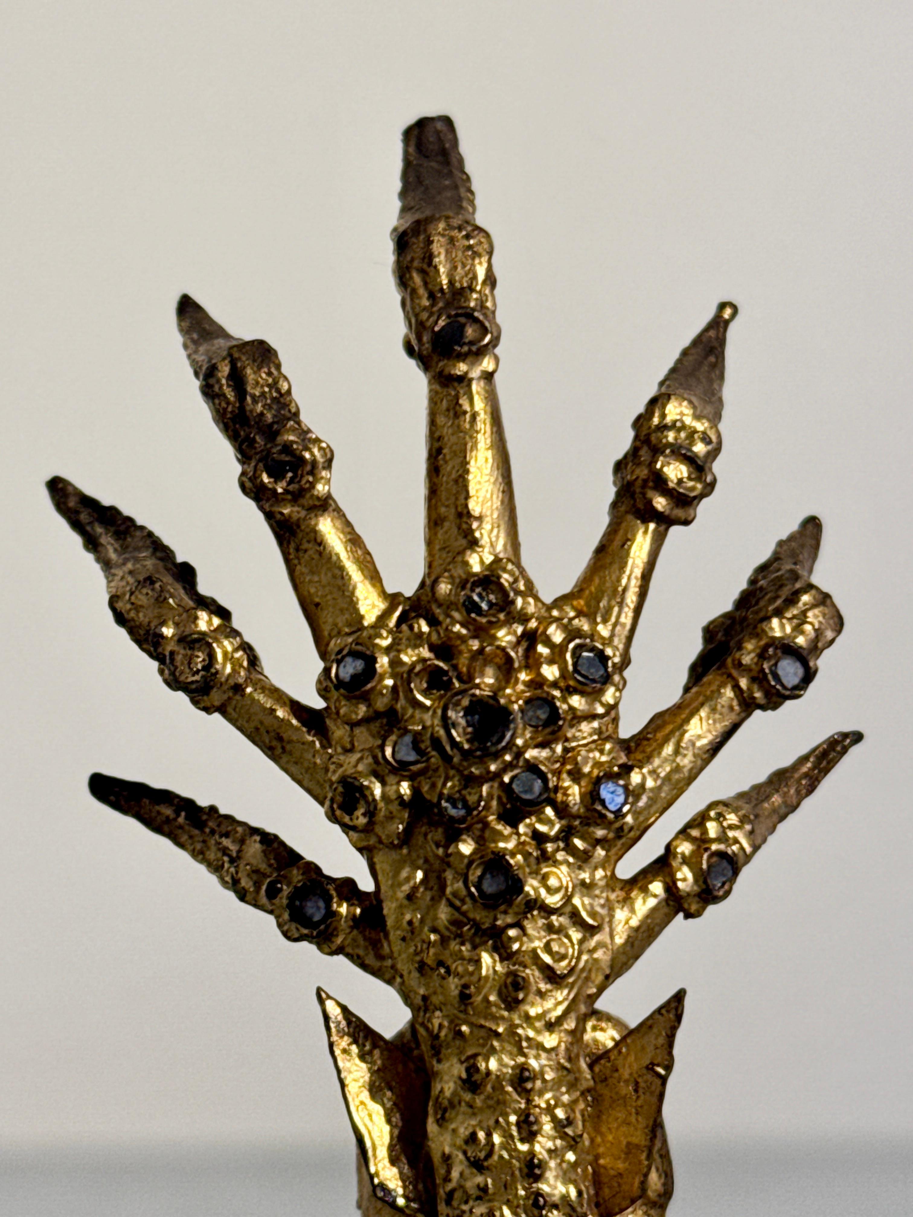 Small Thai Rattanakosin Gilt Bronze Buddha Sheltered by Naga, Muchalinda, c 1900 For Sale 4