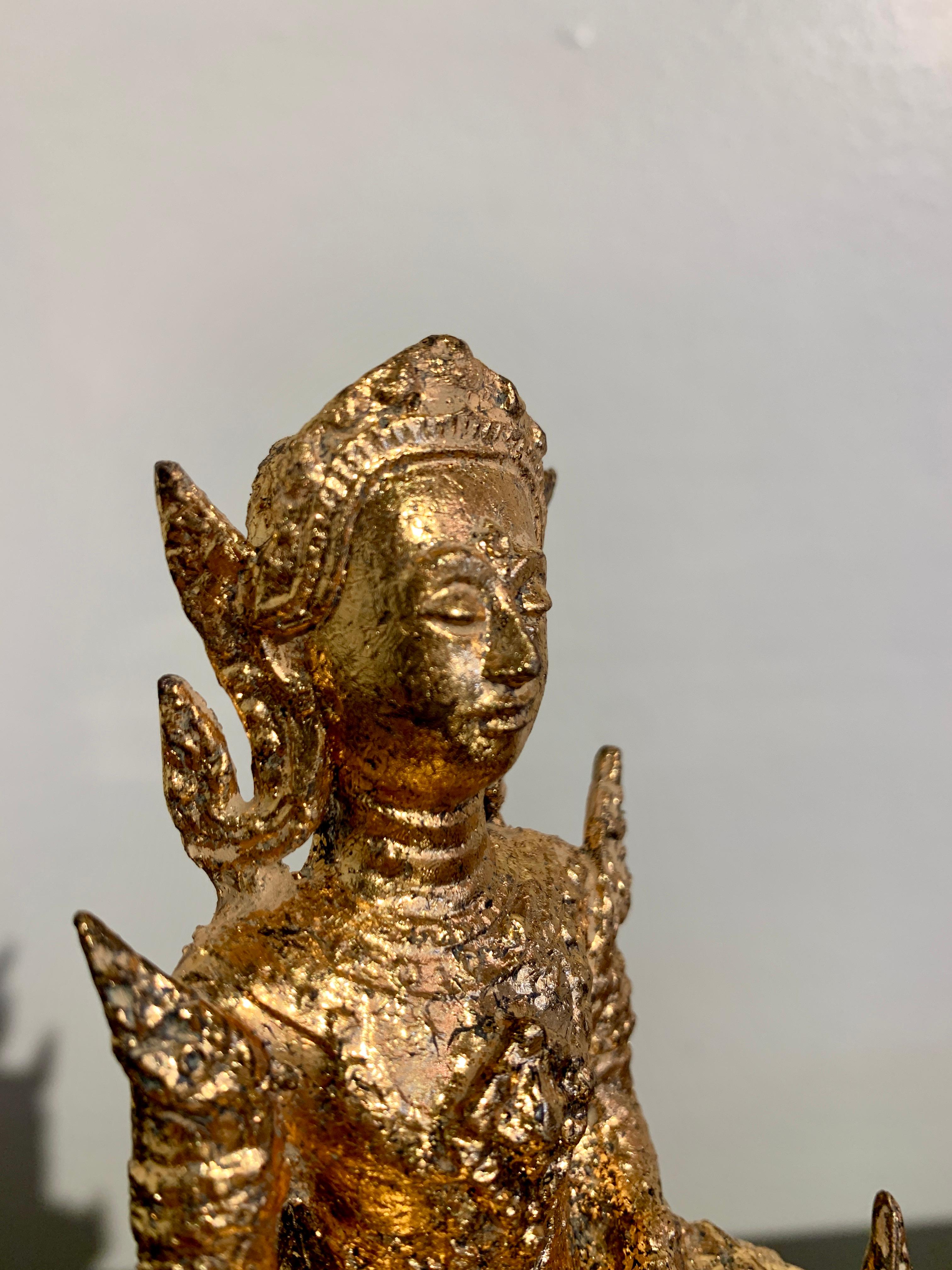 Small Thai Rattanakosin Gilt Bronze Phra Malai, Late 19th Century, Thailand 6