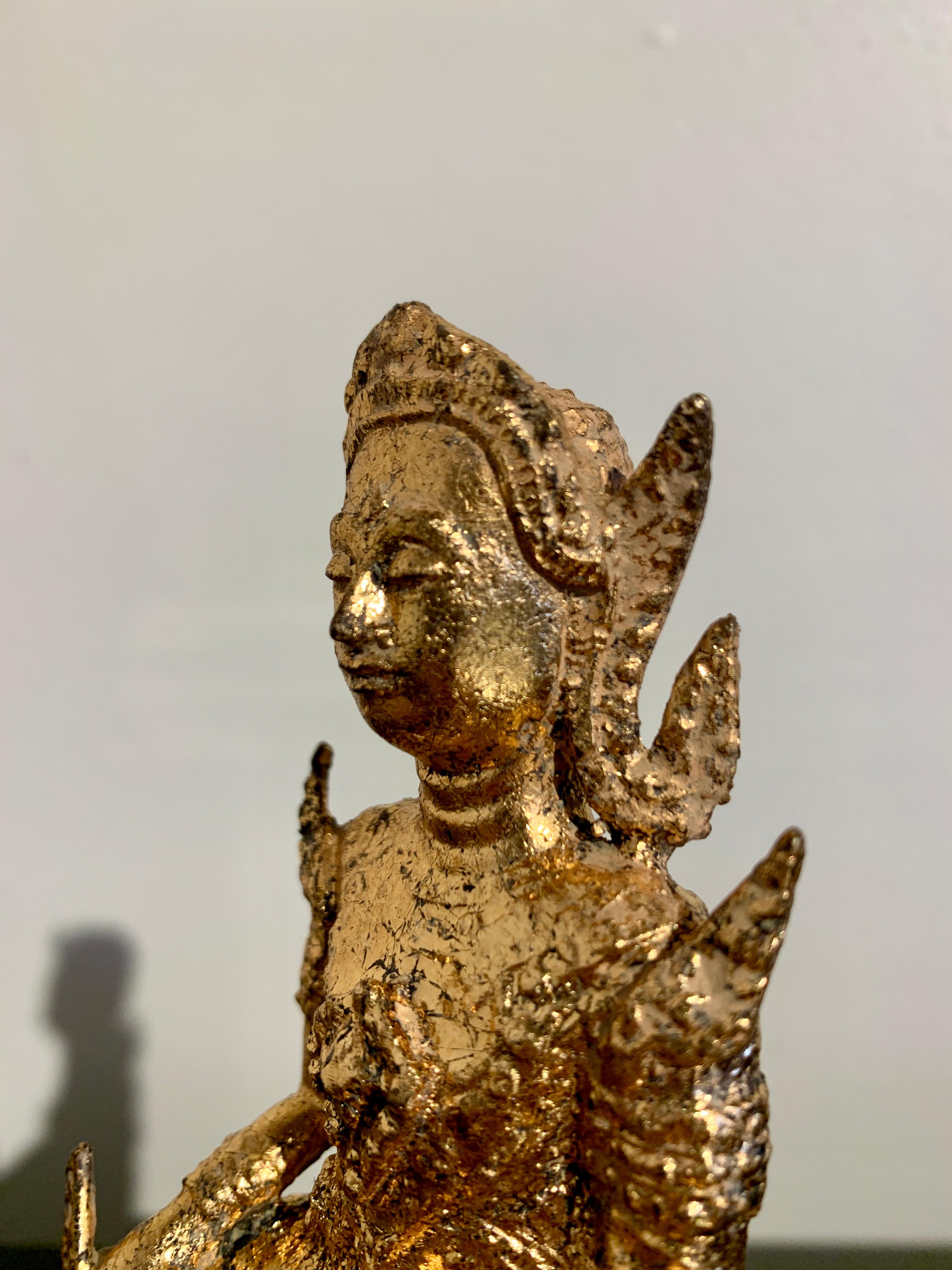 Small Thai Rattanakosin Gilt Bronze Phra Malai, Late 19th Century, Thailand 7