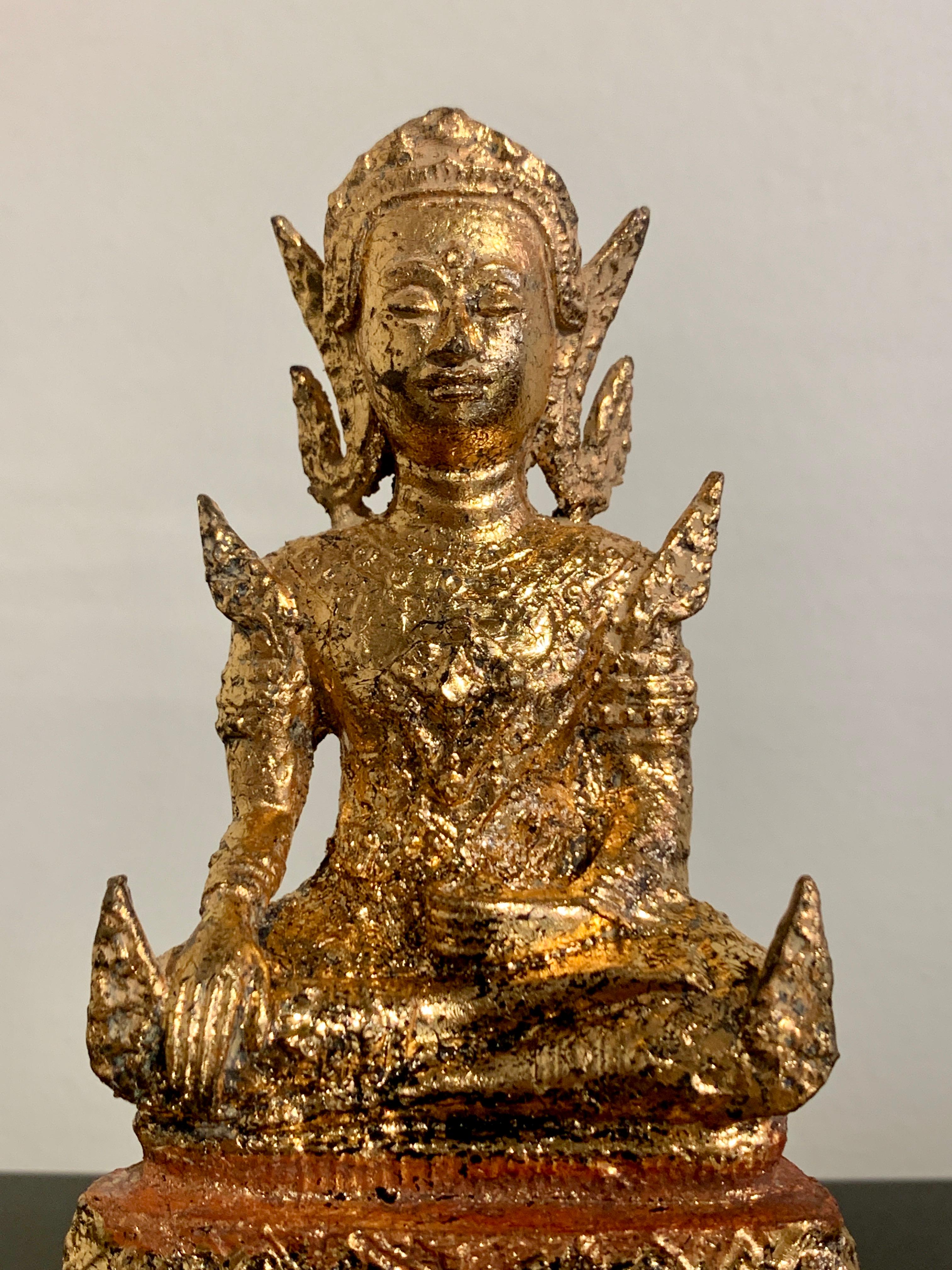Small Thai Rattanakosin Gilt Bronze Phra Malai, Late 19th Century, Thailand 9