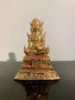 Small Thai Rattanakosin Gilt Bronze Phra Malai, Late 19th Century, Thailand
