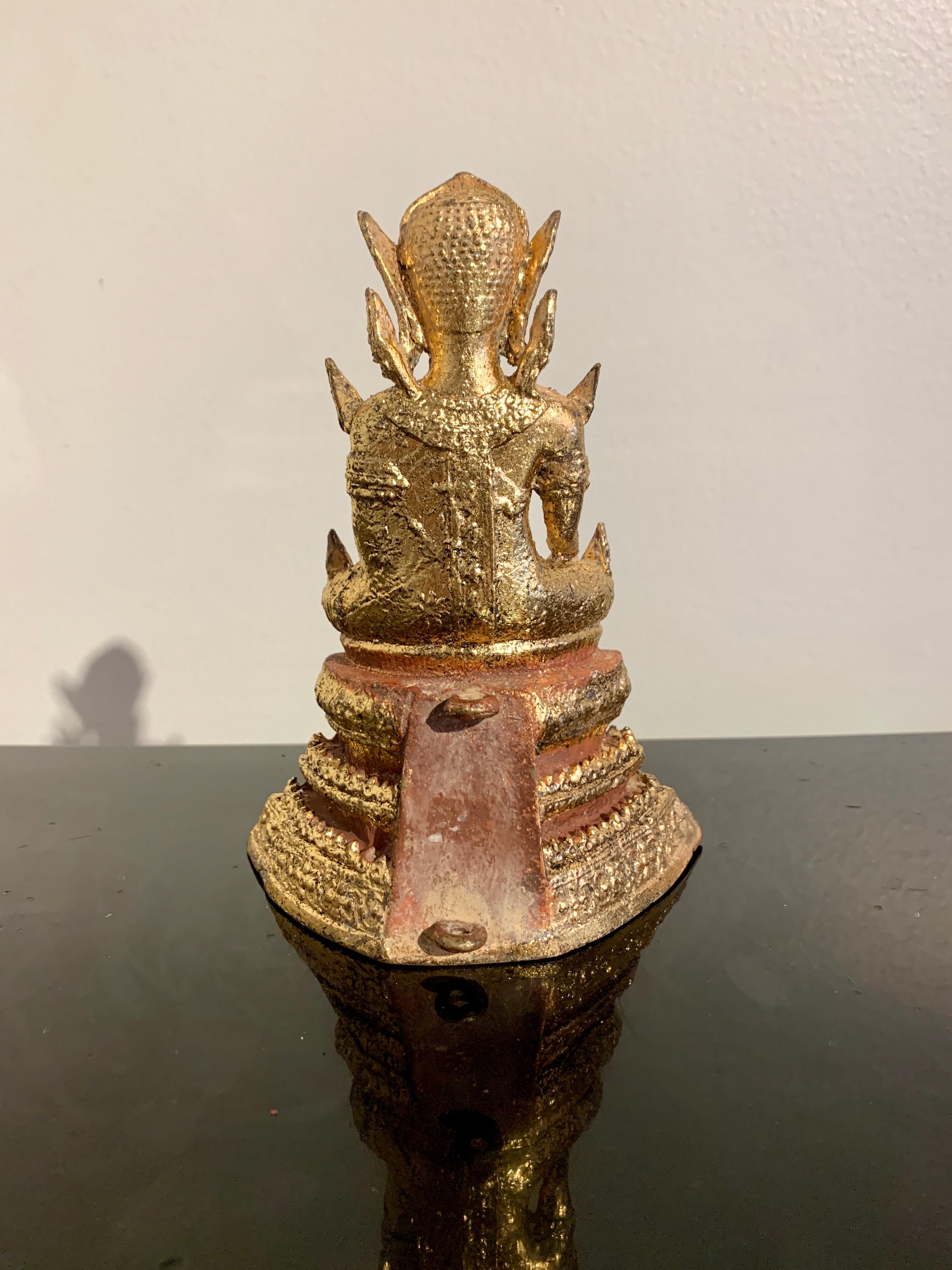 Small Thai Rattanakosin Gilt Bronze Phra Malai, Late 19th Century, Thailand 1
