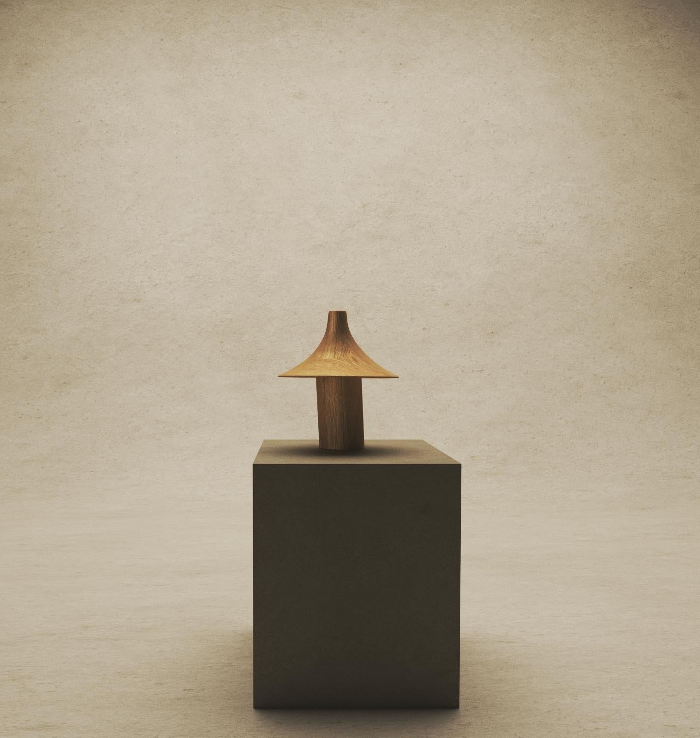 Small the hat lamp by Kilzi
Dimensions: D 16 x W 17 x H 23 cm. 
Materials: oak, cherry and meranti wood.
Materials may vary.

All our lamps can be wired according to each country. If sold to the USA it will be wired for the USA for