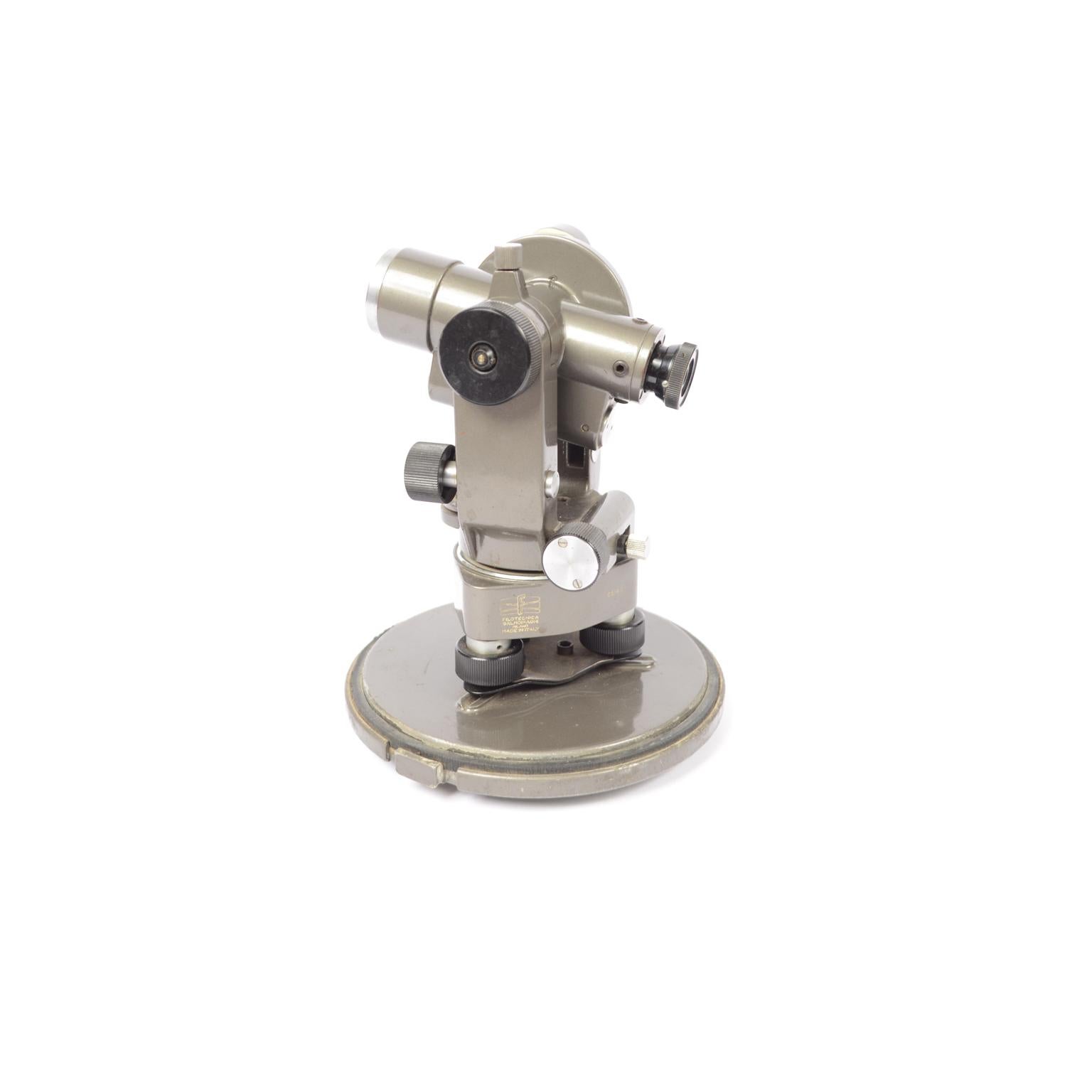 Metal 1950s Italy Small Antique Theodolite Topographic Salmoiraghi Surveyor Instrument