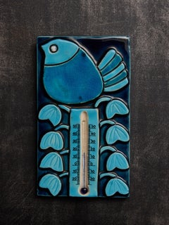 Small Thermometer in Ceramic By Mithe Espelt with Bird decor